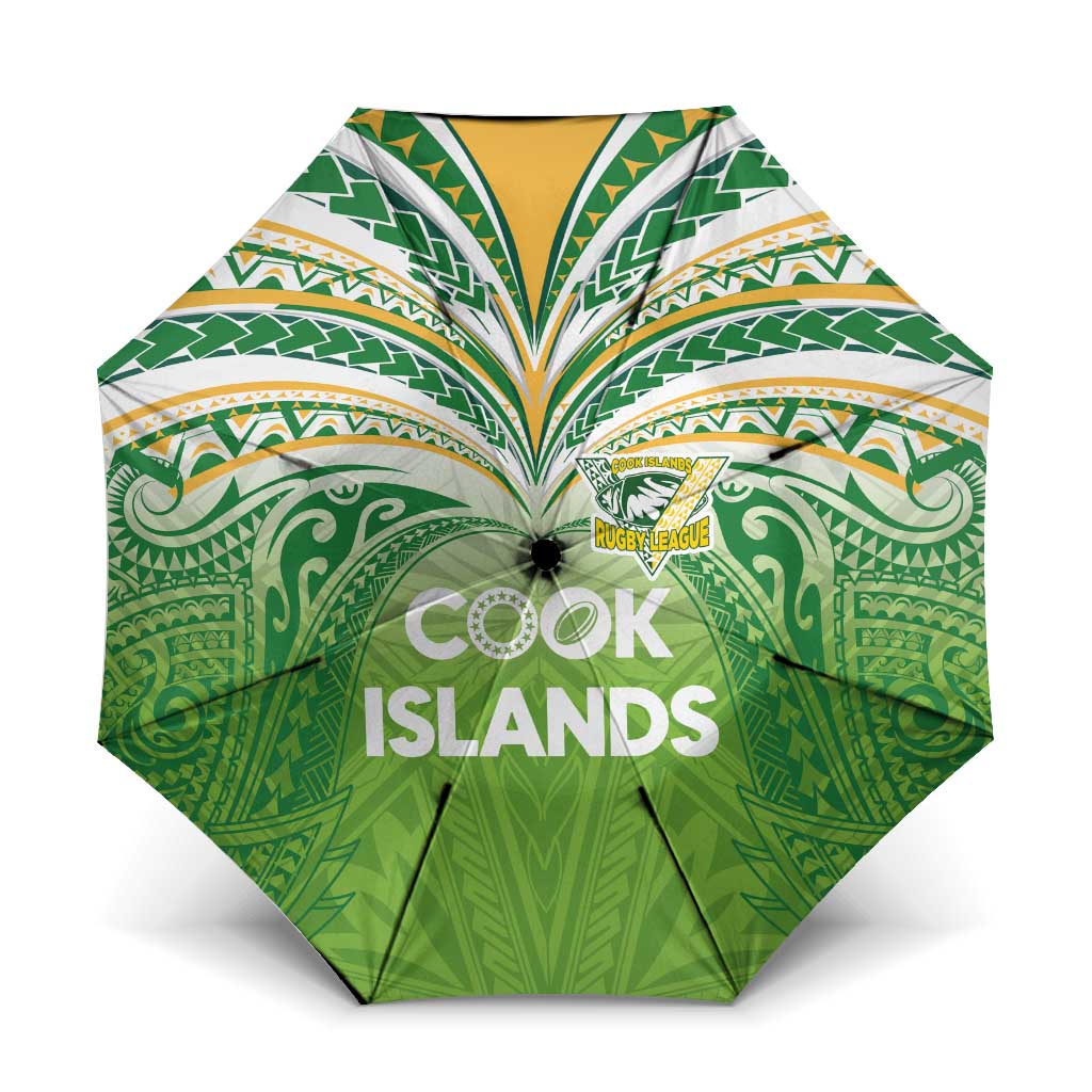 Cook Islands Rugby League Umbrella Tatau Tribal Motifs-Light Green Color LT03 One Size Folded 11.42 inch Opened Diameter 37.4 inch Green - Polynesian Pride
