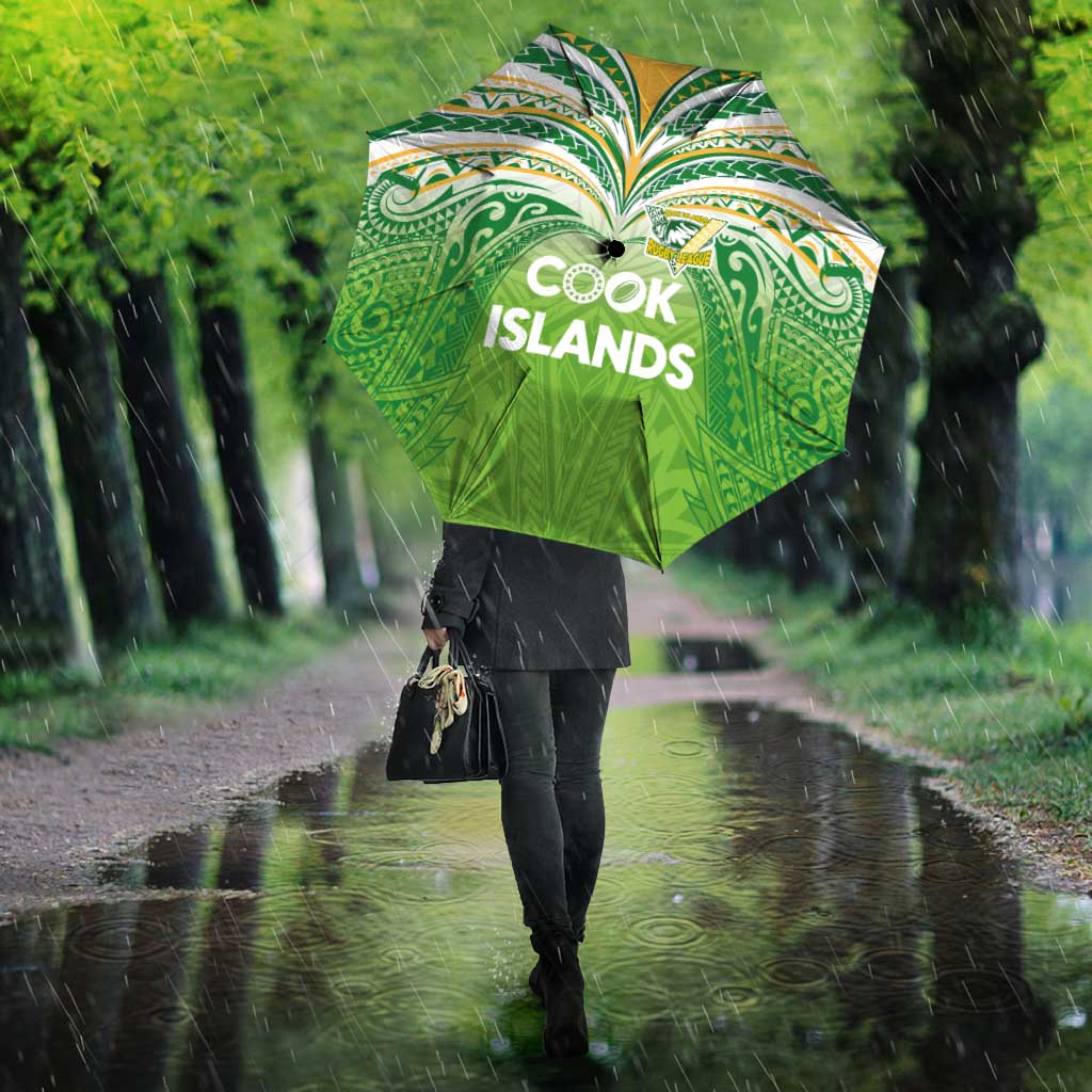 Cook Islands Rugby League Umbrella Tatau Tribal Motifs-Light Green Color LT03 - Polynesian Pride