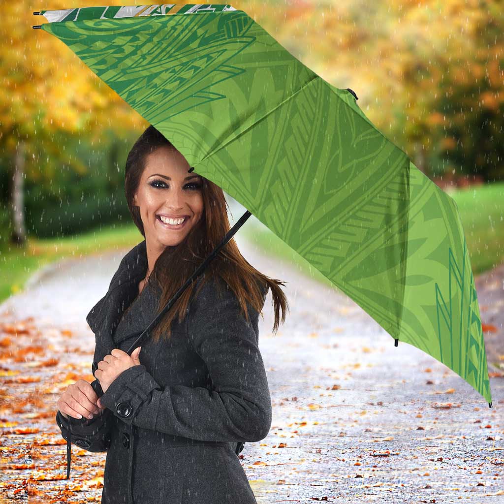 Cook Islands Rugby League Umbrella Tatau Tribal Motifs-Light Green Color LT03 - Polynesian Pride
