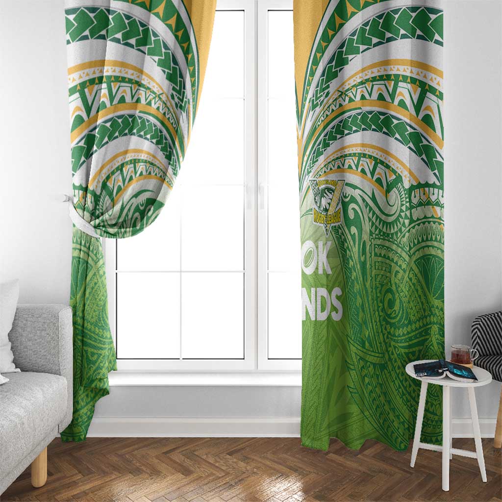 Cook Islands Rugby League Window Curtain Tatau Tribal Motifs-Light Green Color LT03 - Polynesian Pride