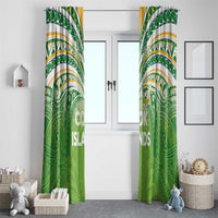 Cook Islands Rugby League Window Curtain Tatau Tribal Motifs-Light Green Color LT03 - Polynesian Pride