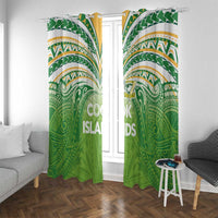 Cook Islands Rugby League Window Curtain Tatau Tribal Motifs-Light Green Color LT03 With Grommets Green - Polynesian Pride