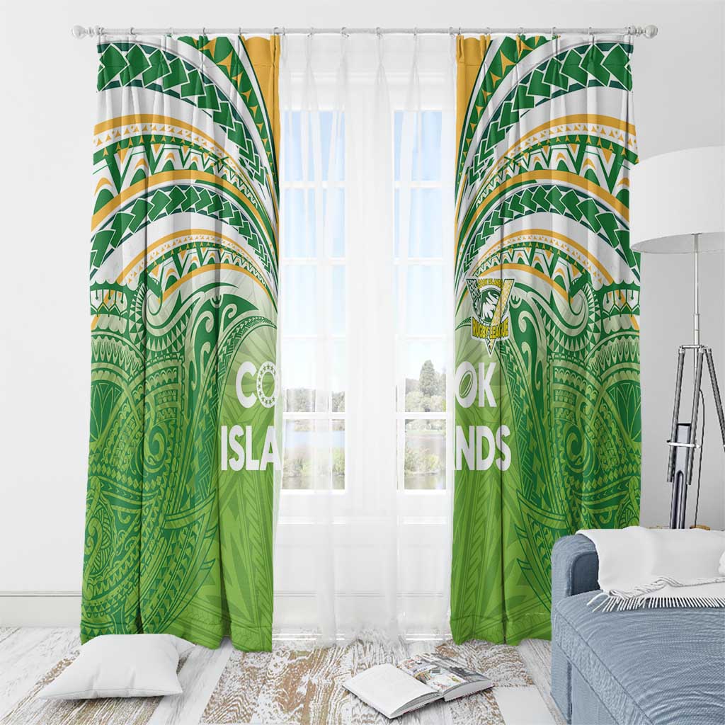 Cook Islands Rugby League Window Curtain Tatau Tribal Motifs-Light Green Color LT03 - Polynesian Pride
