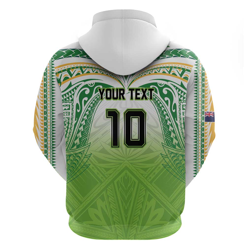 Custom Cook Islands Rugby League Zip Hoodie Tatau Tribal Motifs-Light Green Color LT03 - Polynesian Pride