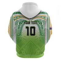 Custom Cook Islands Rugby League Zip Hoodie Tatau Tribal Motifs-Light Green Color LT03 - Polynesian Pride
