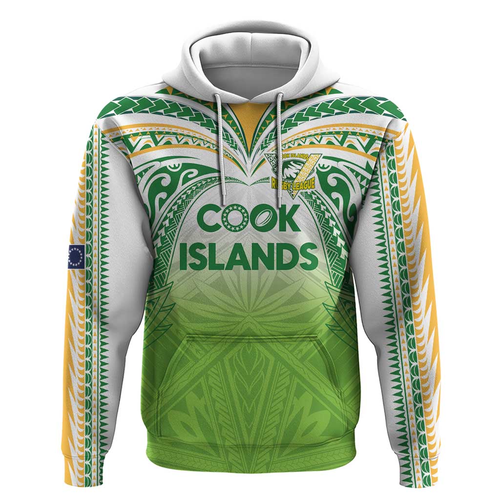 Custom Cook Islands Rugby League Zip Hoodie Tatau Tribal Motifs-Light Green Color LT03 Pullover Hoodie Green - Polynesian Pride