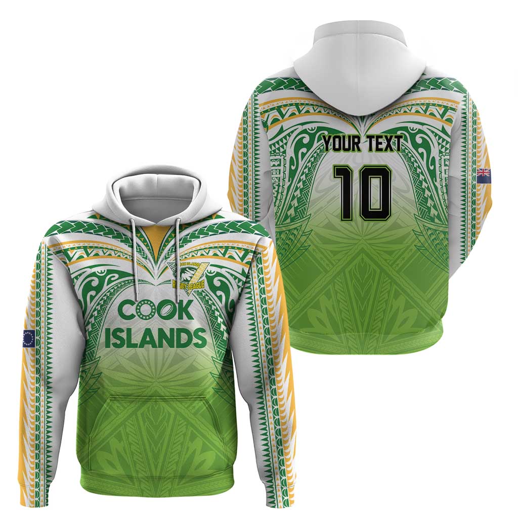 Custom Cook Islands Rugby League Zip Hoodie Tatau Tribal Motifs-Light Green Color LT03 - Polynesian Pride