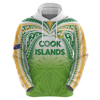 Custom Cook Islands Rugby League Zip Hoodie Tatau Tribal Motifs-Light Green Color LT03 - Polynesian Pride