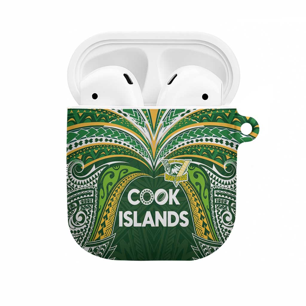 Cook Islands Rugby League AirPods Case Tatau Tribal Motifs-Dark Green Color LT03 Green - Polynesian Pride