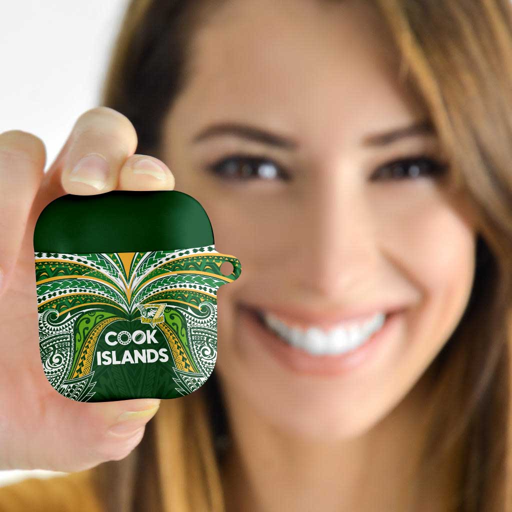 Cook Islands Rugby League AirPods Case Tatau Tribal Motifs-Dark Green Color LT03 - Polynesian Pride