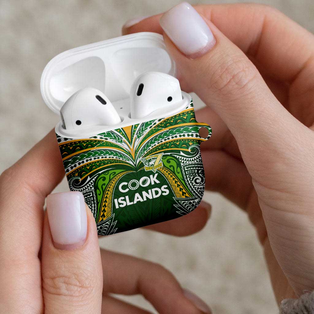 Cook Islands Rugby League AirPods Case Tatau Tribal Motifs-Dark Green Color LT03 - Polynesian Pride