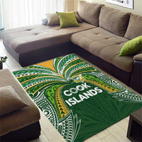 Cook Islands Rugby League Area Rug Tatau Tribal Motifs-Dark Green Color LT03 - Polynesian Pride