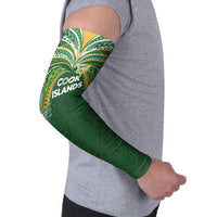 Custom Cook Islands Rugby League Arm Sleeves Tatau Tribal Motifs-Dark Green Color LT03 - Polynesian Pride