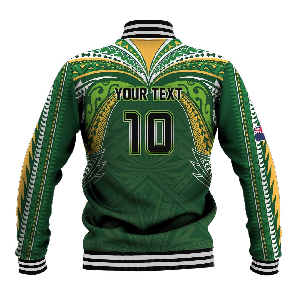 Custom Cook Islands Rugby League Baseball Jacket Tatau Tribal Motifs-Dark Green Color LT03 - Polynesian Pride