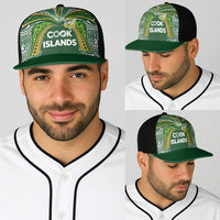 Cook Islands Rugby League Baseball Net Cap Tatau Tribal Motifs-Dark Green Color LT03 - Polynesian Pride
