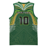 Custom Cook Islands Rugby League Basketball Jersey - Tatau Tribal Motifs Dark Green LT03 - Polynesian Pride
