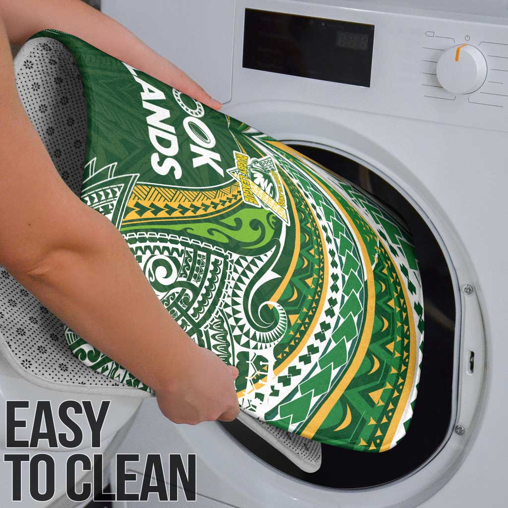 Cook Islands Rugby League Bathroom Set Tatau Tribal Motifs-Dark Green Color LT03 - Polynesian Pride