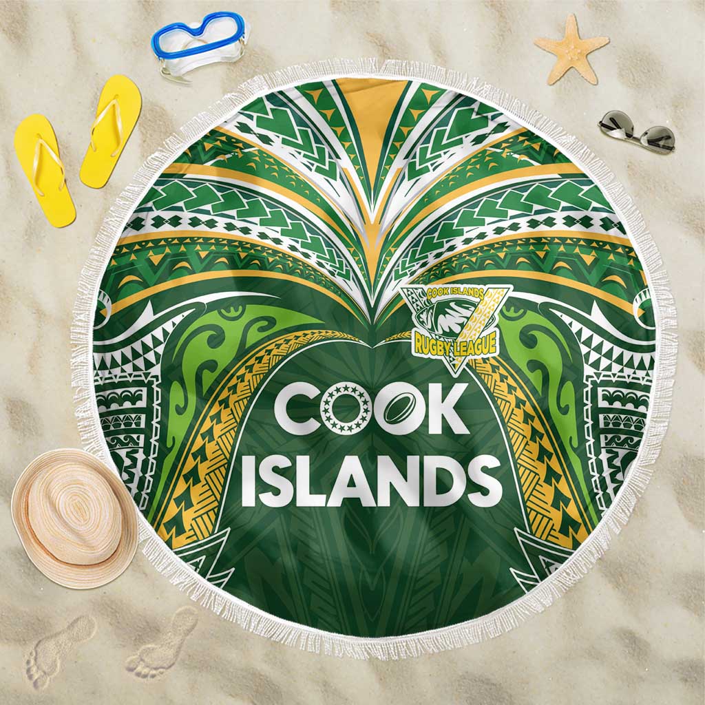 Cook Islands Rugby League Beach Blanket Tatau Tribal Motifs-Dark Green Color LT03 One Size 150cm Green - Polynesian Pride