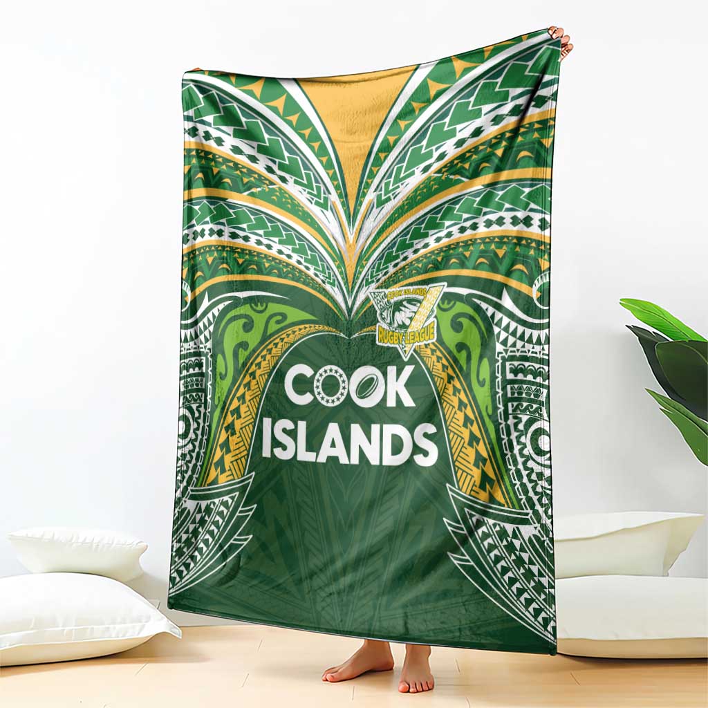 Cook Islands Rugby League Blanket Tatau Tribal Motifs-Dark Green Color LT03 - Polynesian Pride