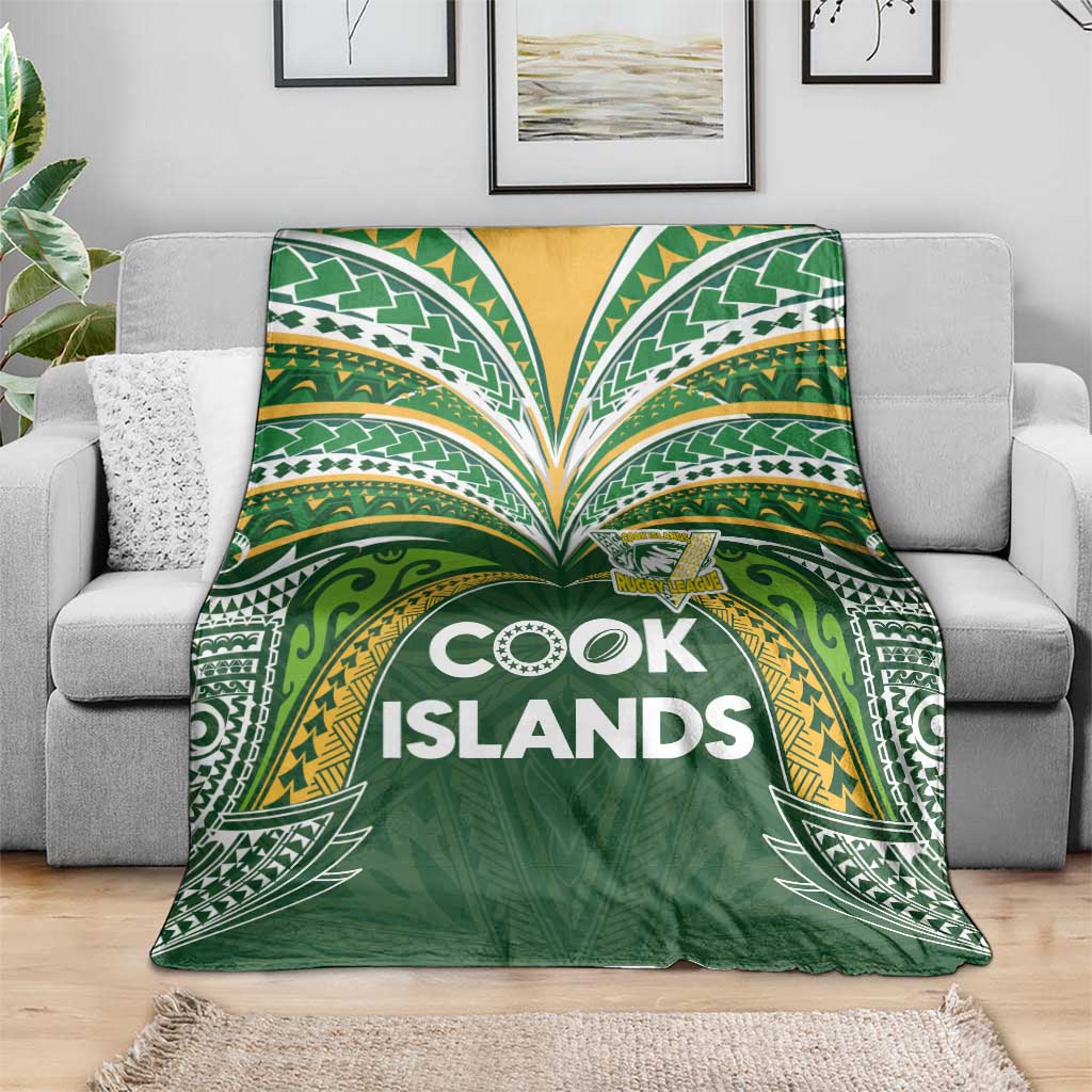 Cook Islands Rugby League Blanket Tatau Tribal Motifs-Dark Green Color LT03 - Polynesian Pride