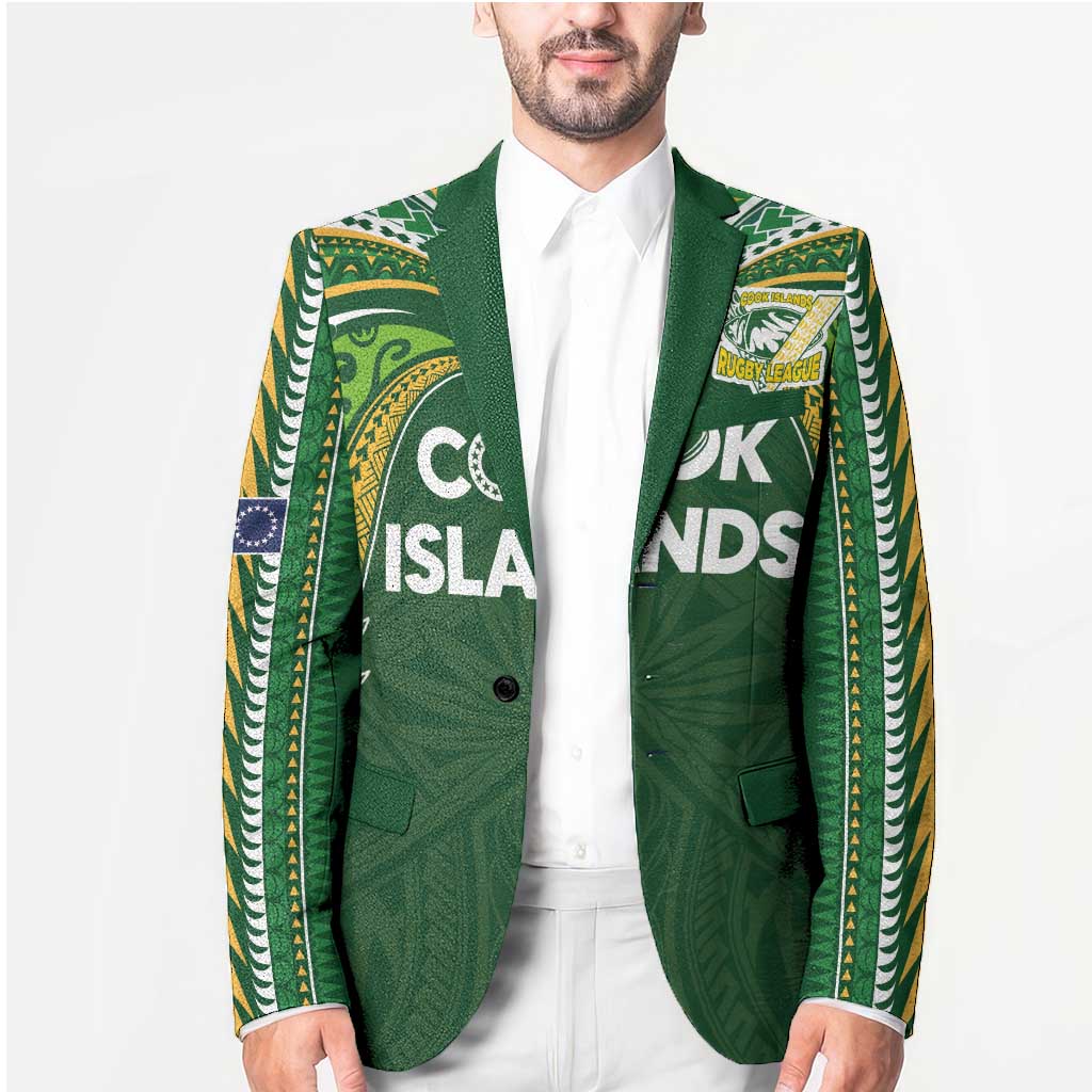 Custom Cook Islands Rugby League Blazer Tatau Tribal Motifs-Dark Green Color LT03 - Polynesian Pride