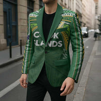 Custom Cook Islands Rugby League Blazer Tatau Tribal Motifs-Dark Green Color LT03 - Polynesian Pride