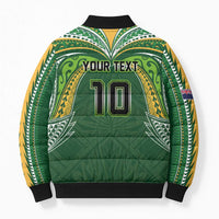 Custom Cook Islands Rugby League Bomber Puffer Jacket Tatau Tribal Motifs-Dark Green Color LT03 - Polynesian Pride