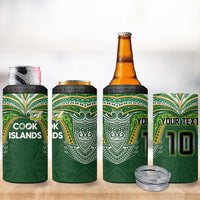 Custom Cook Islands Rugby League 4 in 1 Can Cooler Tumbler Tatau Tribal Motifs-Dark Green Color LT03 - Polynesian Pride
