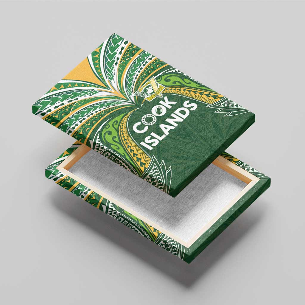Cook Islands Rugby League Canvas Wall Art Tatau Tribal Motifs-Dark Green Color LT03 - Polynesian Pride