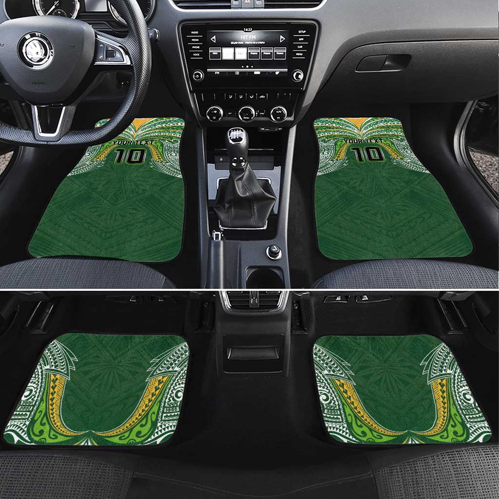 Custom Cook Islands Rugby League Car Mats Tatau Tribal Motifs-Dark Green Color LT03 Set 4pcs Green - Polynesian Pride