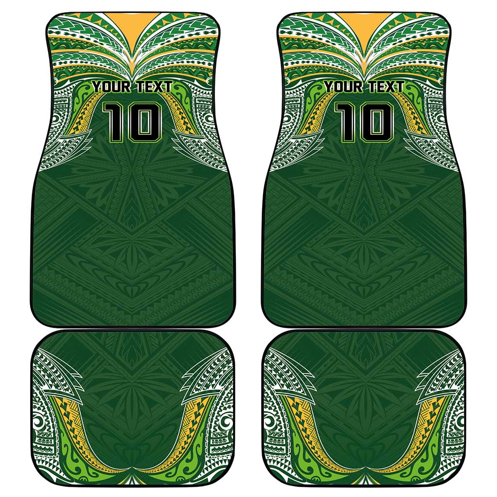 Custom Cook Islands Rugby League Car Mats Tatau Tribal Motifs-Dark Green Color LT03 - Polynesian Pride