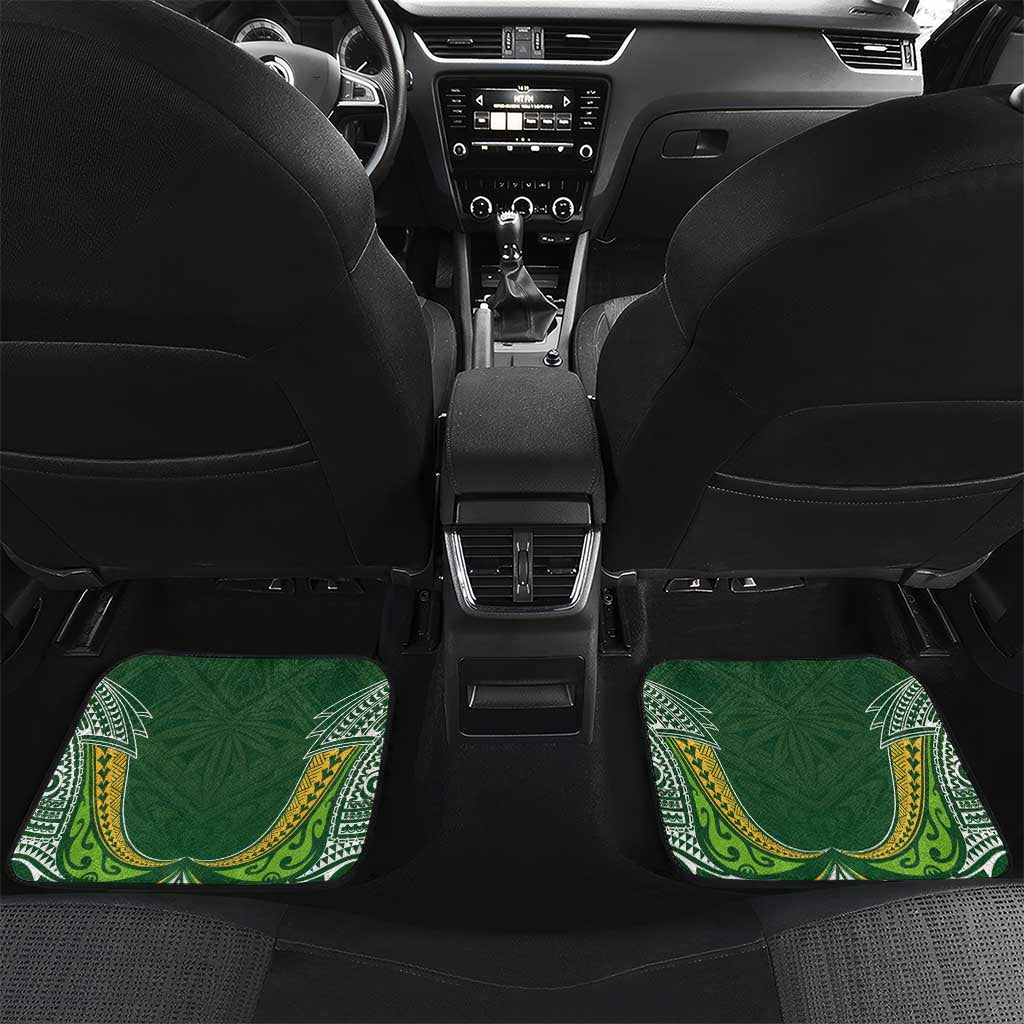 Custom Cook Islands Rugby League Car Mats Tatau Tribal Motifs-Dark Green Color LT03 Set 2pcs - Back Green - Polynesian Pride