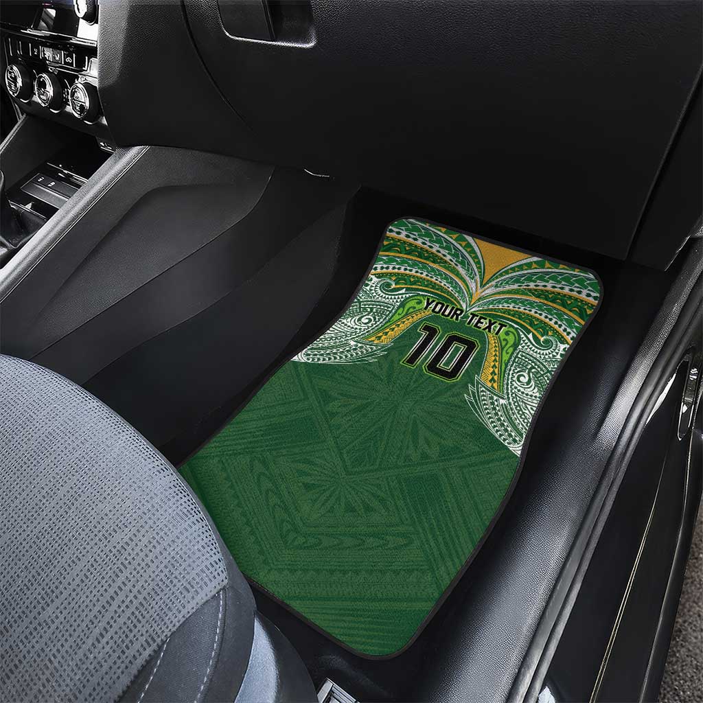 Custom Cook Islands Rugby League Car Mats Tatau Tribal Motifs-Dark Green Color LT03 - Polynesian Pride