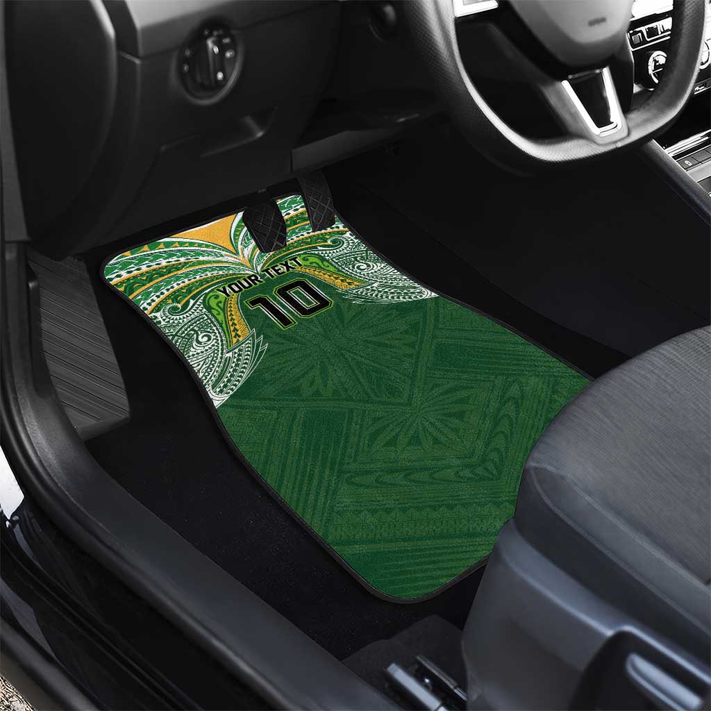 Custom Cook Islands Rugby League Car Mats Tatau Tribal Motifs-Dark Green Color LT03 - Polynesian Pride
