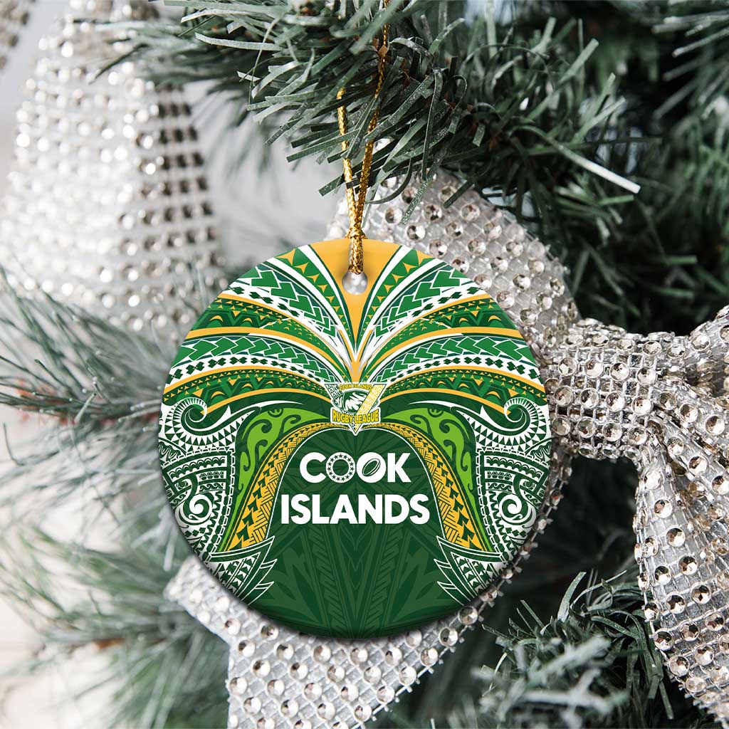 Cook Islands Rugby League Ceramic Ornament Tatau Tribal Motifs-Dark Green Color LT03 - Polynesian Pride
