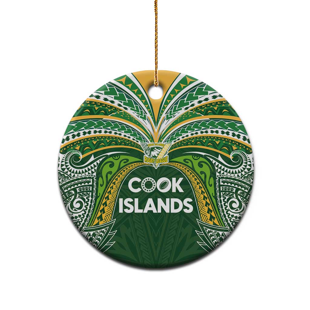 Cook Islands Rugby League Ceramic Ornament Tatau Tribal Motifs-Dark Green Color LT03 - Polynesian Pride