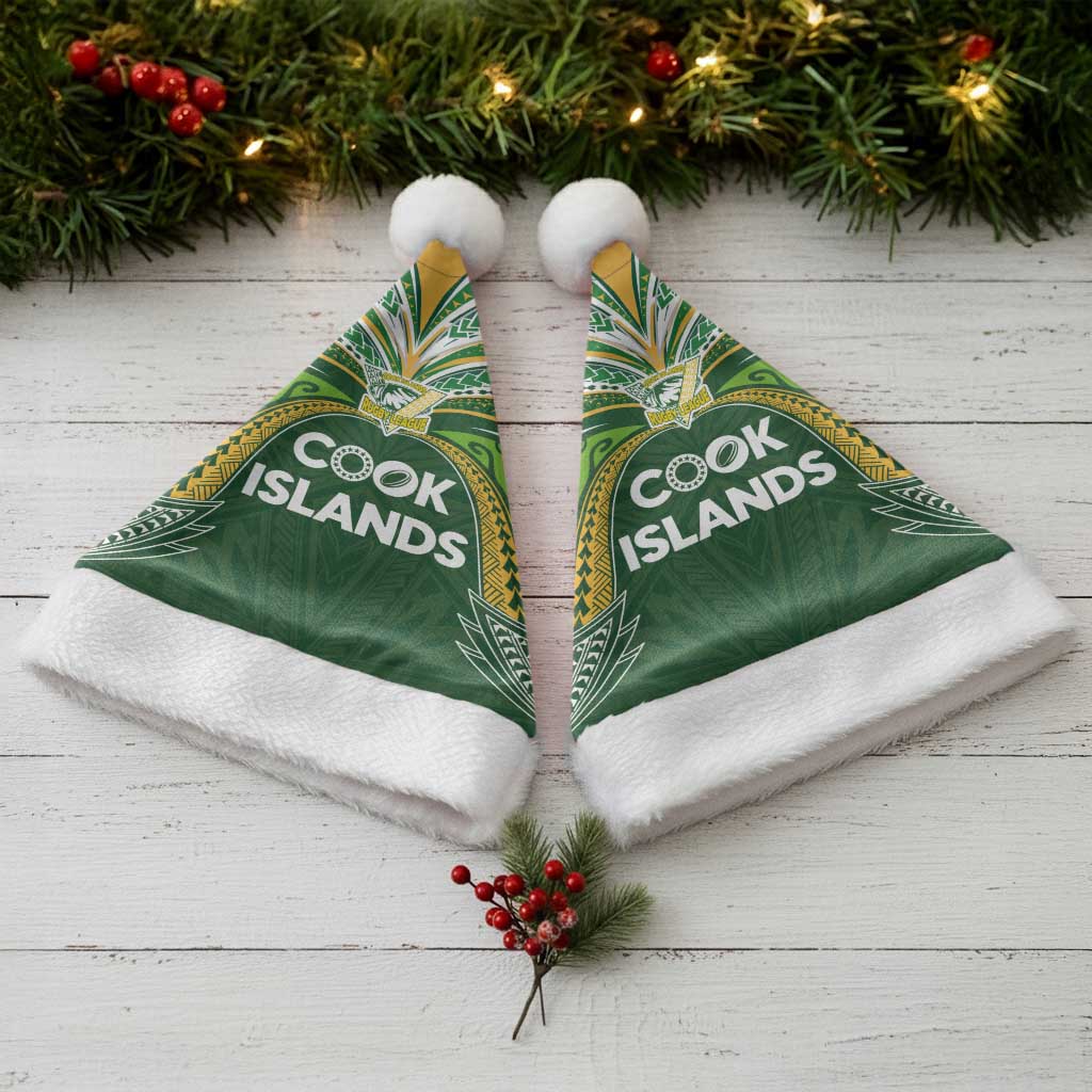 Cook Islands Rugby League Christmas Santa Hat Tatau Tribal Motifs-Dark Green Color LT03 - Polynesian Pride