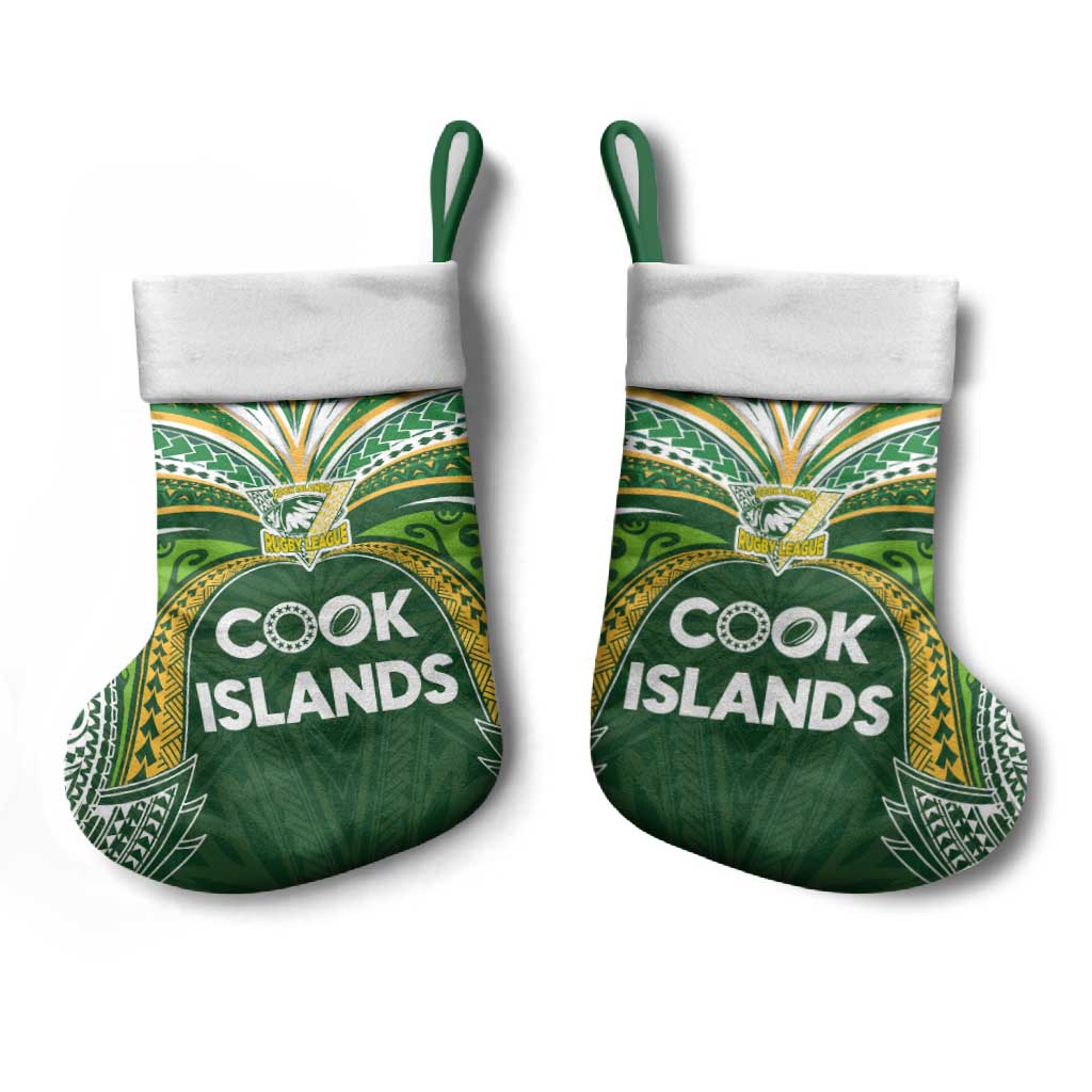 Cook Islands Rugby League Christmas Stocking Tatau Tribal Motifs-Dark Green Color LT03 - Polynesian Pride