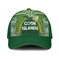 Cook Islands Rugby League Classic Cap Tatau Tribal Motifs-Dark Green Color LT03 Universal Fit Green - Polynesian Pride