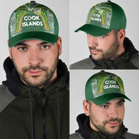 Cook Islands Rugby League Classic Cap Tatau Tribal Motifs-Dark Green Color LT03 - Polynesian Pride