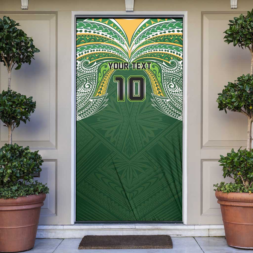 Custom Cook Islands Rugby League Door Cover Tatau Tribal Motifs-Dark Green Color LT03 Green - Polynesian Pride