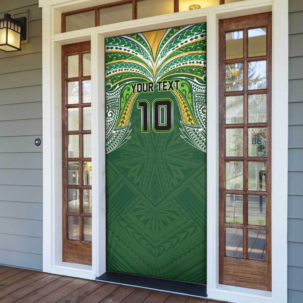 Custom Cook Islands Rugby League Door Cover Tatau Tribal Motifs-Dark Green Color LT03 - Polynesian Pride