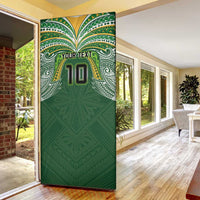 Custom Cook Islands Rugby League Door Cover Tatau Tribal Motifs-Dark Green Color LT03 - Polynesian Pride