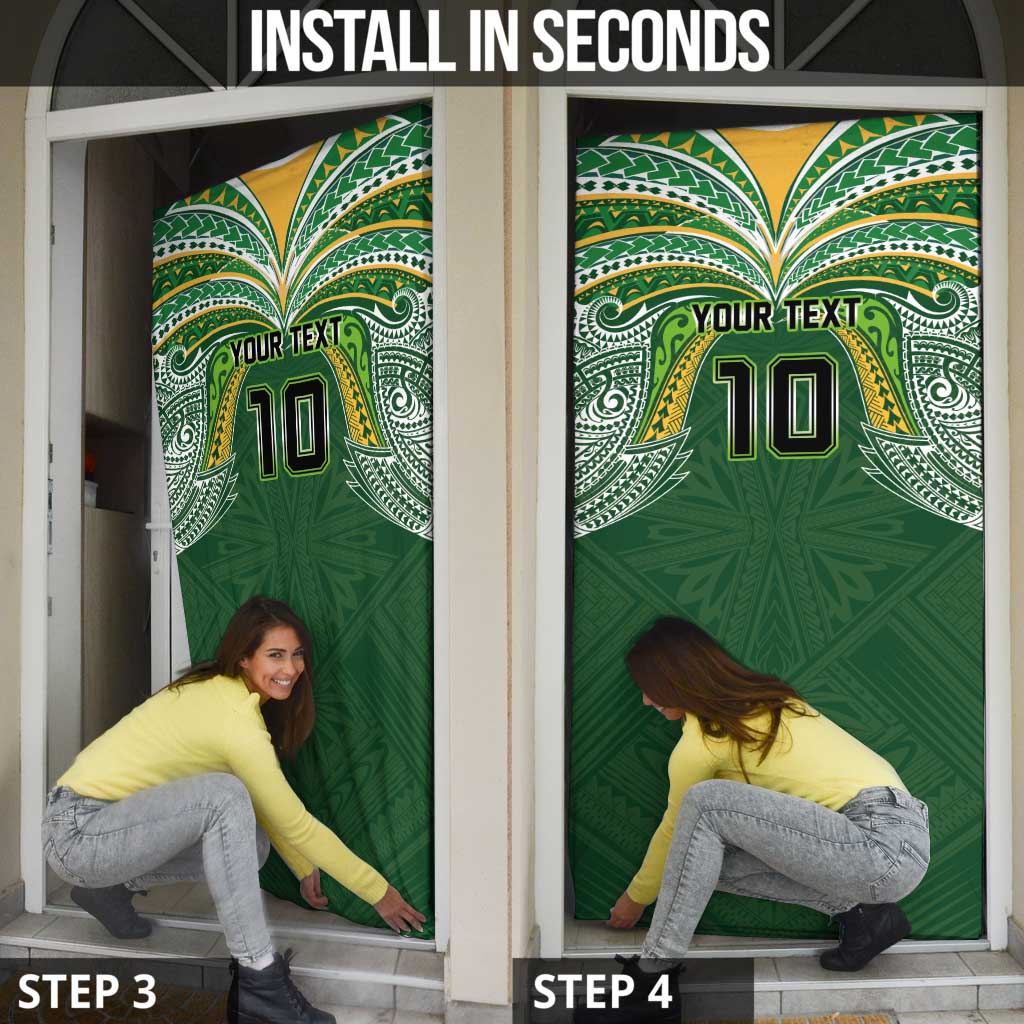 Custom Cook Islands Rugby League Door Cover Tatau Tribal Motifs-Dark Green Color LT03 - Polynesian Pride