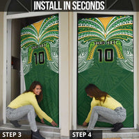 Custom Cook Islands Rugby League Door Cover Tatau Tribal Motifs-Dark Green Color LT03 - Polynesian Pride
