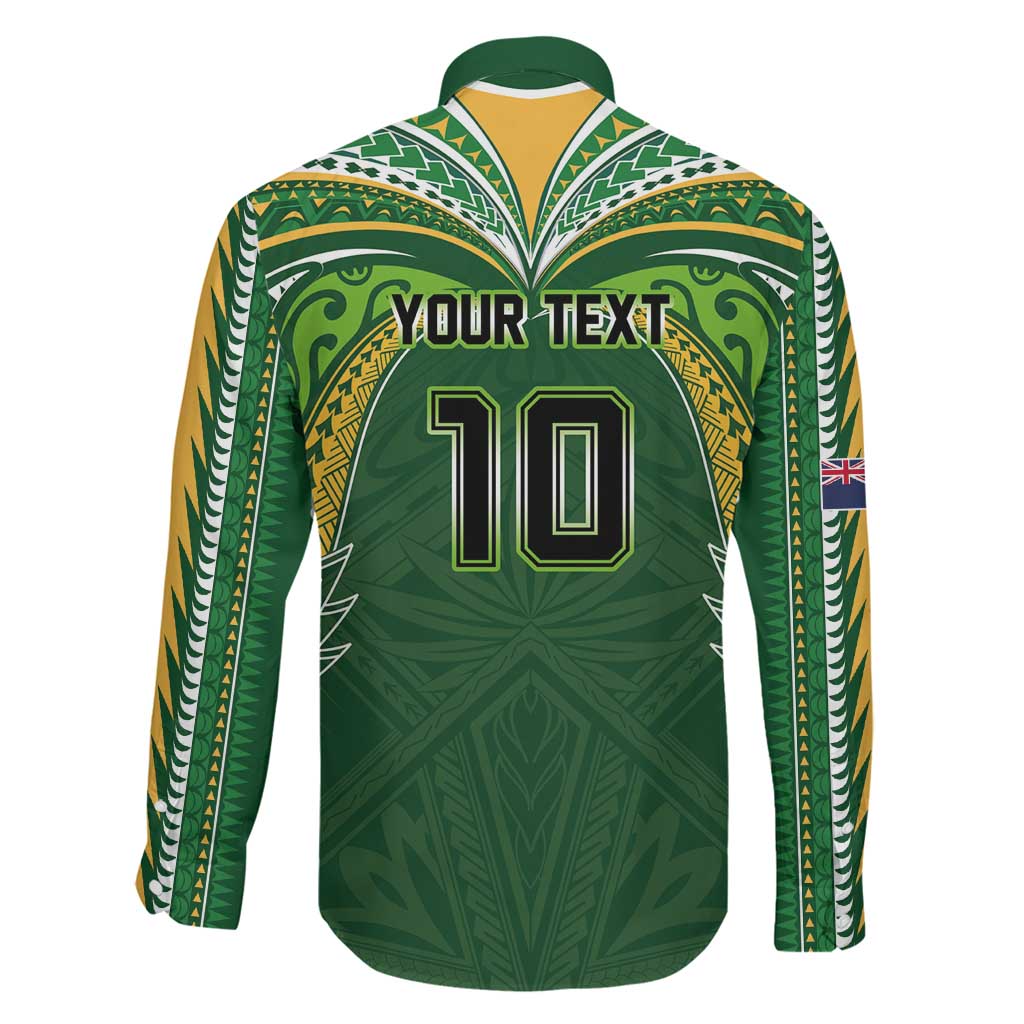 Custom Cook Islands Rugby League Family Matching Mermaid Dress and Hawaiian Shirt Tatau Tribal Motifs-Dark Green Color LT03 - Polynesian Pride