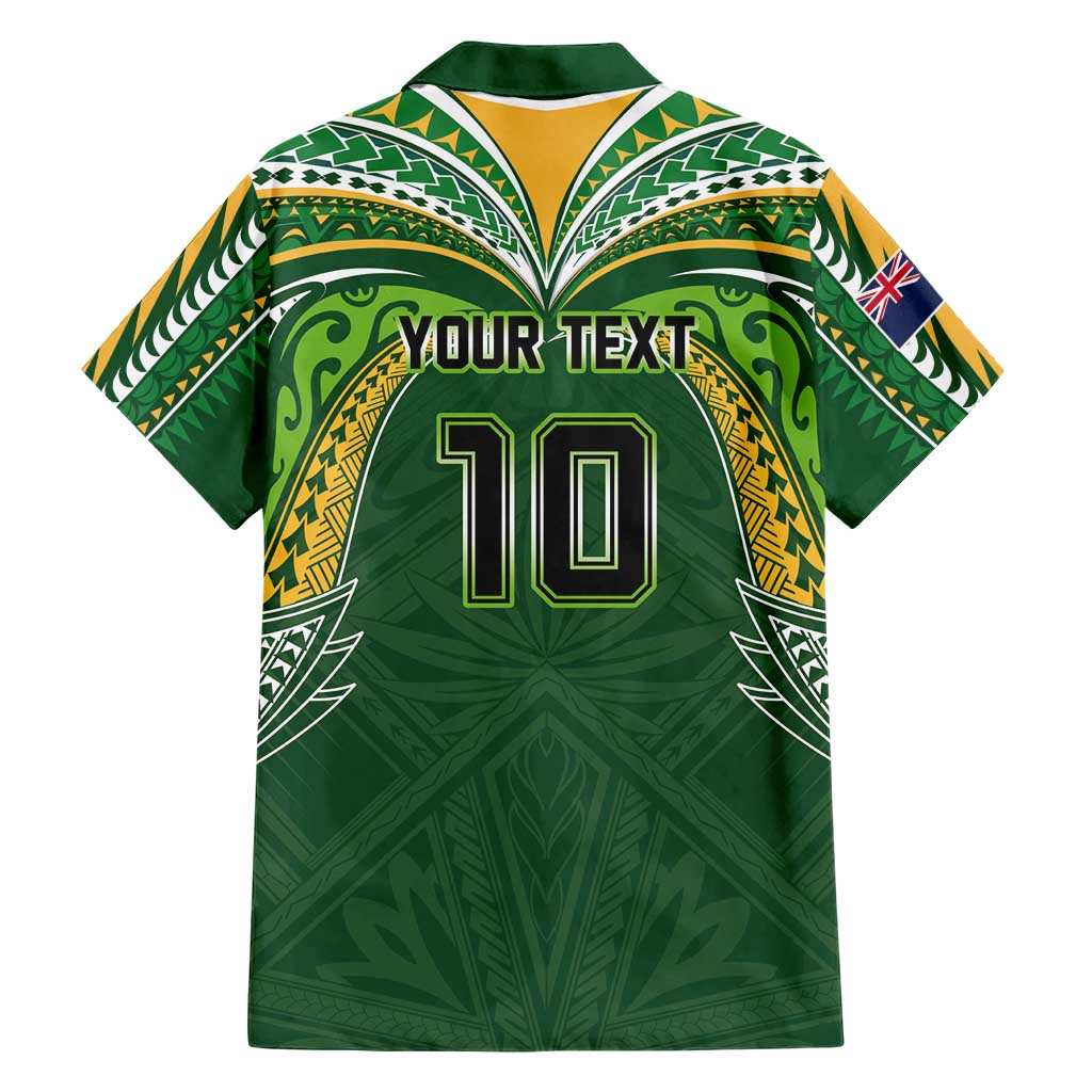 Custom Cook Islands Rugby League Family Matching Tank Maxi Dress and Hawaiian Shirt Tatau Tribal Motifs-Dark Green Color LT03 - Polynesian Pride