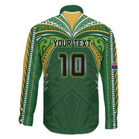 Custom Cook Islands Rugby League Family Matching Tank Maxi Dress and Hawaiian Shirt Tatau Tribal Motifs-Dark Green Color LT03 - Polynesian Pride