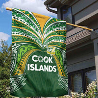 Cook Islands Rugby League Garden Flag Tatau Tribal Motifs-Dark Green Color LT03 - Polynesian Pride