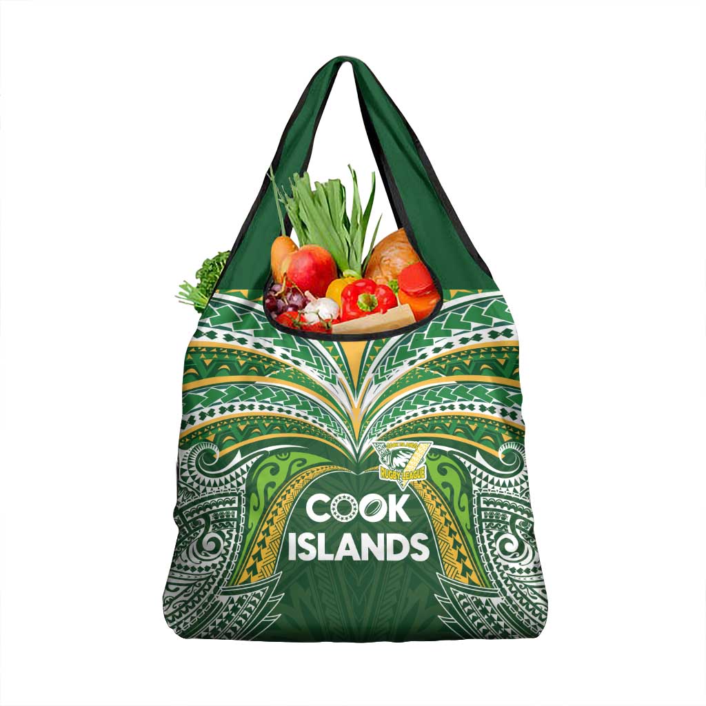 Cook Islands Rugby League Grocery Bag Tatau Tribal Motifs-Dark Green Color LT03 1-pack One Size Green - Polynesian Pride
